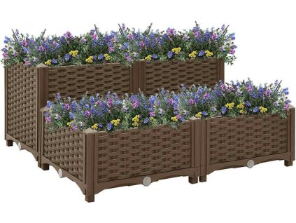 Vyvýšený záhon 80 x 80 x 38 cm polypropylen [316523] (Barva Hnědá)
