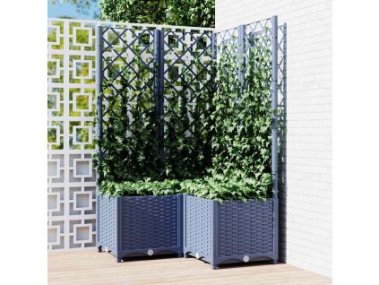 Zahradní truhlík s treláží 80 x 80 x 136 cm PP [318255] (Barva Modro-šedá)