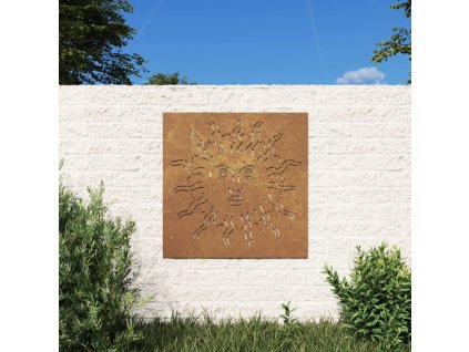 Zahradní nástěnná dekorace 55 x 55 cm cortenová ocel Slunce [824501]