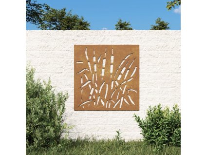 Zahradní nástěnná dekorace 55 x 55 cm cortenová ocel Tráva [824508]