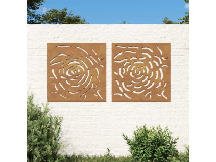 Zahradní nástěnné dekorace 2 ks 55 x 55 cm cortenová ocel Růže [824507]