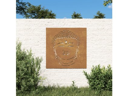 Zahradní nástěnná dekorace 55x55 cm cortenová ocel Hlava Buddhy [824504]