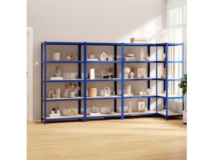 5patrové úložné regály 4 ks ocel a kompozitní dřevo [3154176] (Barva Modrá)