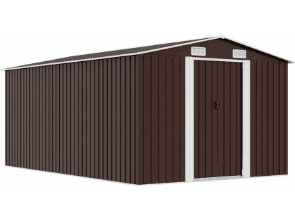Zahradní domek 257 x 392 x 181 cm kovový [143347] (Barva Hnědá)