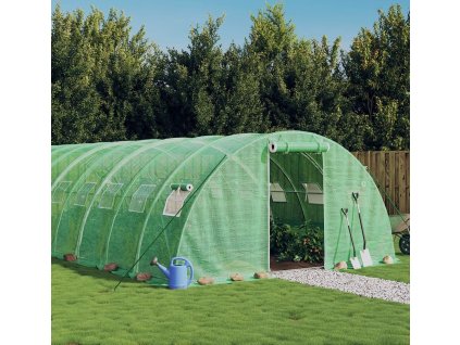 Skleník s ocelovým rámem 72 m² 18 x 4 x 2 m [3188068] (Barva Zelená)