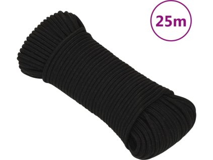 Splétané lodní lano 4 mm x 25 m polyester [152802] (Barva Černá)