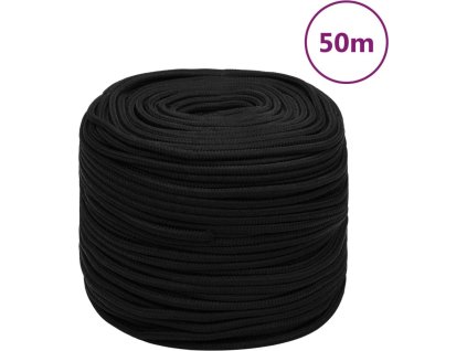 Pracovní lano 6 mm 50 m polyester [152813] (Barva Černá)