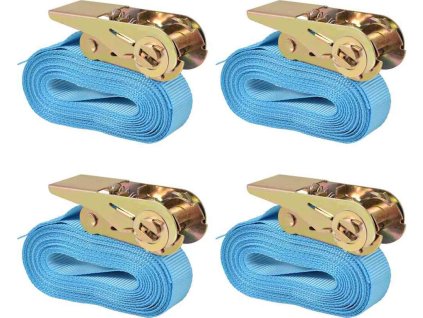 Ráčnové upínací pásy, 4 ks, 0,4 tun, 6mx25mm, [142652] (Barva Modrá)