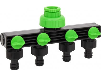 4cestný kohoutkový adaptér zelený a černý 19,5x6x11 cm ABS & PP [154450]