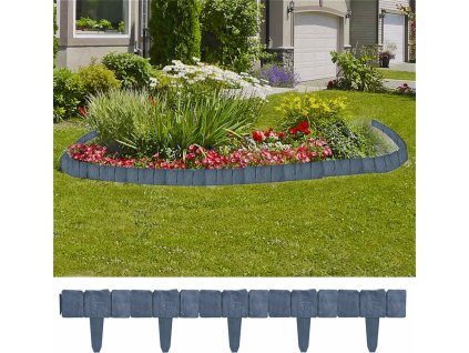 Travní lem kamenný vzhled 41 ks plast 10 m [40917] (Barva Šedá)