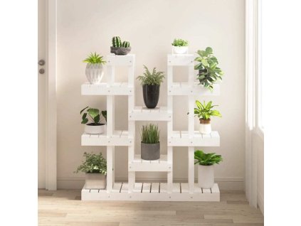 Stojan na rostliny 104,5x25x109,5 cm masivní borové dřevo [822093] (Barva Bílá)