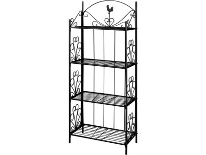 Kovový stojan na květiny s policemi - 61,5 x 33 x 153 cm - [40780] (Barva Černá)