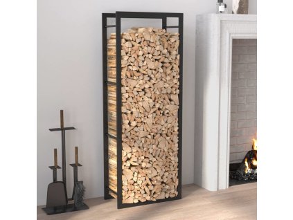 Stojan na palivové dřevo matný 50x28x132 cm ocel [350306] (Barva Černá)