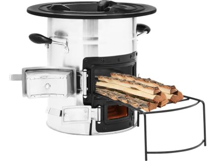 Kempingový vařič na dřevo 51,5 x 35 x 30,5 cm ocel [319441] (Barva Černá)