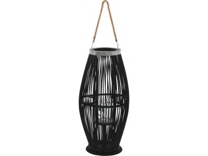 Závěsná lucerna na svíčku bambus 60 cm černá [246813]