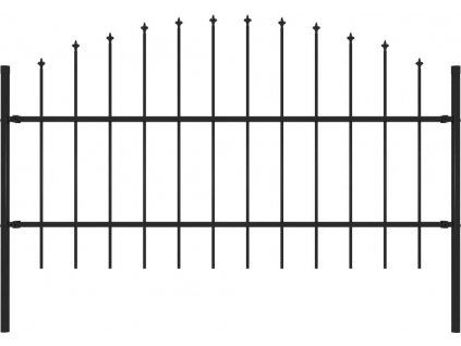 Zahradní plot s hroty ocel (0,75–1) x 1,7 m černý [144941]