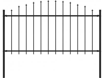 Zahradní plot s hroty ocel (1,25–1,5) x 1,7 m černý [144943]