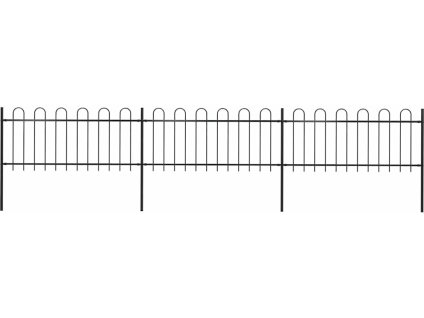 Zahradní plot s obloukem nahoře ocelový 537 x 80 cm [277649] (Barva Černá)
