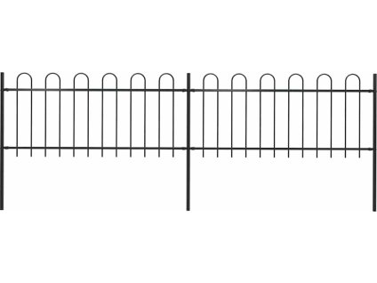 Zahradní plot s obloukem nahoře ocelový 359 x 80 cm [277648] (Barva Černá)