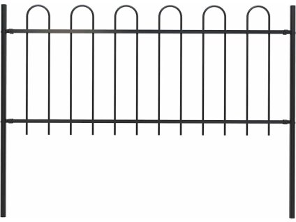 Zahradní plot s obloukem nahoře ocelový 181 x 100 cm [144930] (Barva Černá)