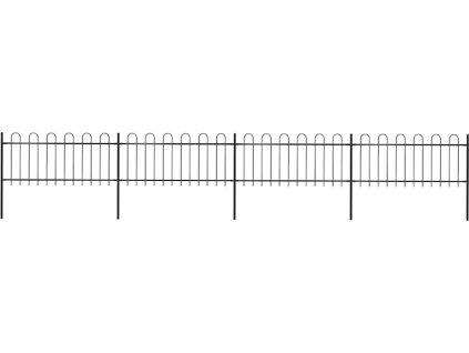 Zahradní plot s obloukem nahoře ocelový 714,5 x 80 cm [277650] (Barva Černá)