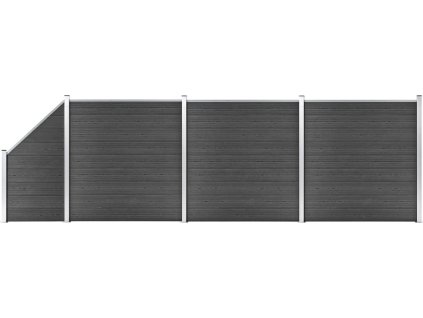 Plotová sada WPC 3 čtvercové + 1 šikmý díl 619 x 186 cm [3070439] (Barva Černá)