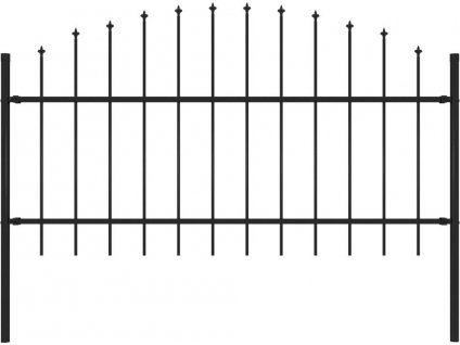 Zahradní plot s hroty ocel (1–1,25) x 1,7 m černý [144942]