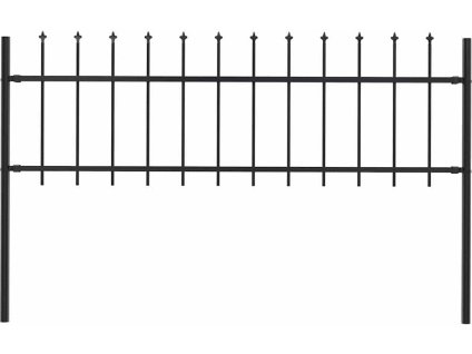 Zahradní plot s hroty ocel 1,8 m [144923] (Barva Černá)