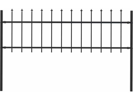 Zahradní plot s hroty ocel 1,8 m [144923] (Barva Černá)