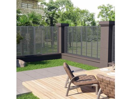 Lamelový plot WPC 180 x 180 cm [318107] (Barva Šedá)