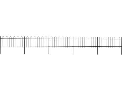 Zahradní plot s obloukem nahoře ocelový 892,5 x 80 cm [277651] (Barva Černá)