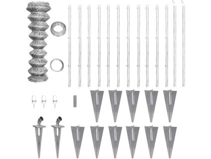 Drátěné pletivo se sloupky a kolíky ocel 1,5 x 25 m [141509] (Barva Stříbrná)