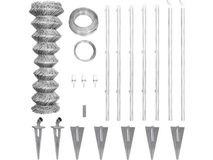 Drátěné pletivo se sloupky a kolíky pozinkovaná ocel 15 x 1 m [141503]
