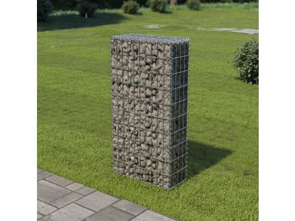 Gabionová zeď s kryty z pozinkované oceli 50 x 20 x 100 cm [143576]