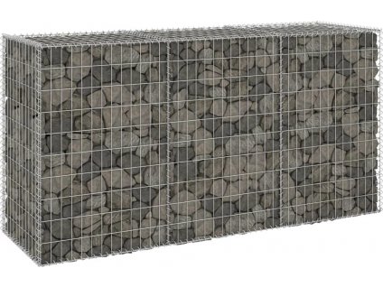 Gabionová zeď s víky pozinkovaná ocel 200 x 60 x 100 cm [147815]