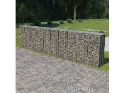 Gabionová zeď s víky z pozinkované oceli 600 x 50 x 150 cm [143582]