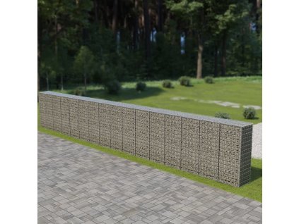 Gabionová zeď s víky z pozinkované oceli 900 x 50 x 150 cm [143589]
