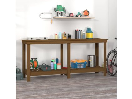 Dílenský stůl 180 x 50 x 80 cm masivní borovice [822514] (Barva medová hnědá)