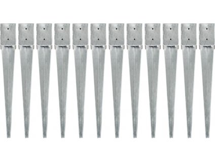 Kotvící hroty 12 ks stříbrné 10 x 10 x 76 cm pozinkovaná ocel [145421]