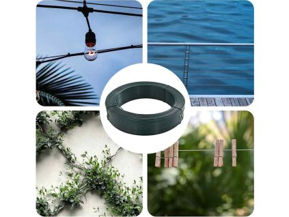 Plotový vyvazovací drát 250 m 2,3/3,8 mm ocelový [144480] (Barva Zelená)