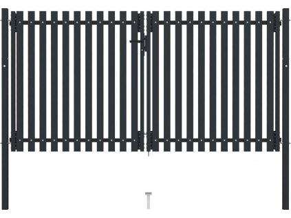 Dvojitá plotová branka ocelová 306 x 200 cm antracitová [146353]