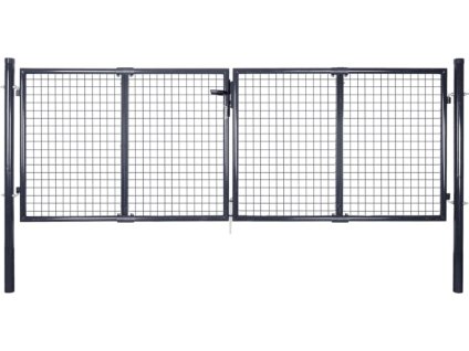 Zahradní plotová brána z pozinkované oceli 289 x 75 cm šedá [143362]