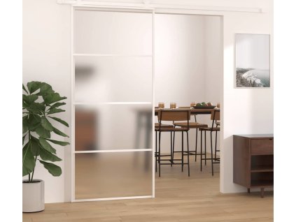 Posuvné dveře mléčné ESG sklo a hliník 90 x 205 cm [151661] (Barva Bílá)