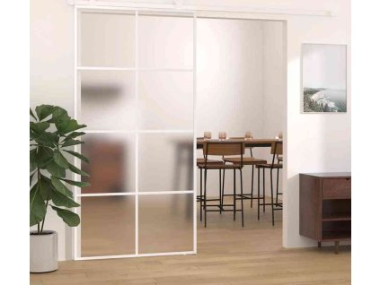 Posuvné dveře 102,5 x 205 cm mléčné ESG sklo a hliník [151677] (Barva Bílá)