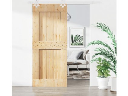 Posuvné dveře s kováním 85 x 210 cm masivní borové dřevo [3203187]