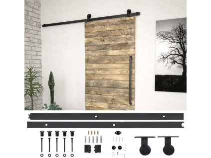 Hardwarová sada pro posuvné dveře 200 cm ocel [145263] (Barva Černá)