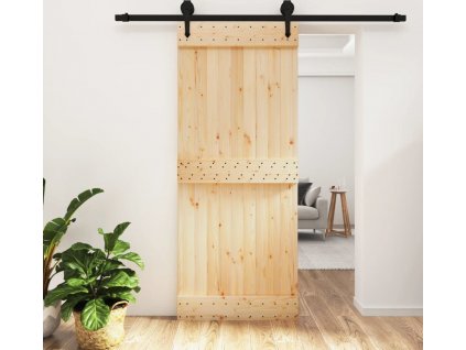Posuvné dveře s kováním 85 x 210 cm masivní borové dřevo [3203232]