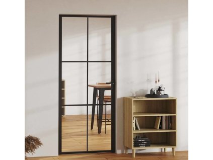 Interiérové dveře 83 x 201,5 cm bílé ESG sklo a hliník [350589] (Barva Bílá a tmavě průhledná)