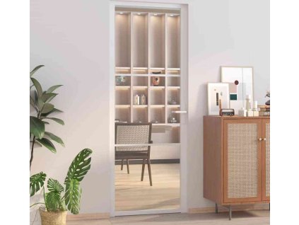 Interiérové dveře 76 x 201,5 cm bílé ESG sklo a hliník [350568] (Barva Bílá a průhledná)