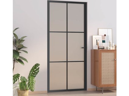 Interiérové dveře 93 x 201,5 cm bílé ESG sklo a hliník [350582] (Barva Bílá a mléčná)